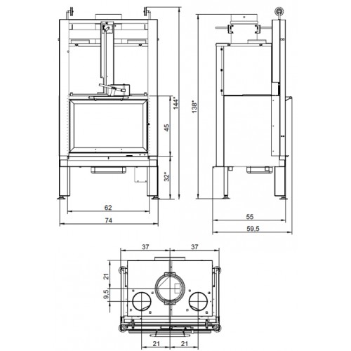 Каминная топка Palazzetti Ecomonoblocco 66 Bifacciale DX_1 Каминная топка Palazzetti Ecomonoblocco 66 Bifacciale DX_1