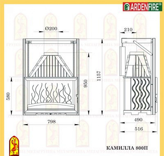 Каминная топка Мета камилла 800п_1 Каминная топка Мета камилла 800п_1