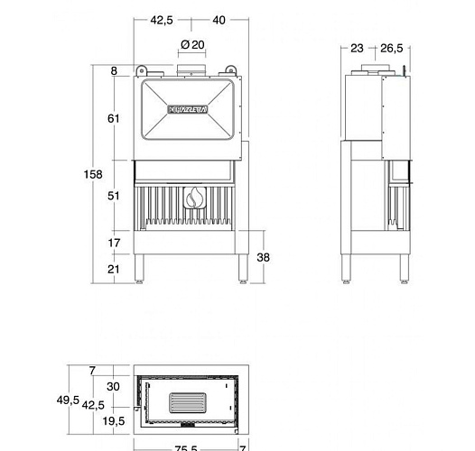 Каминная топка Piazzetta ht 810 sx_1 Каминная топка Piazzetta ht 810 sx_1