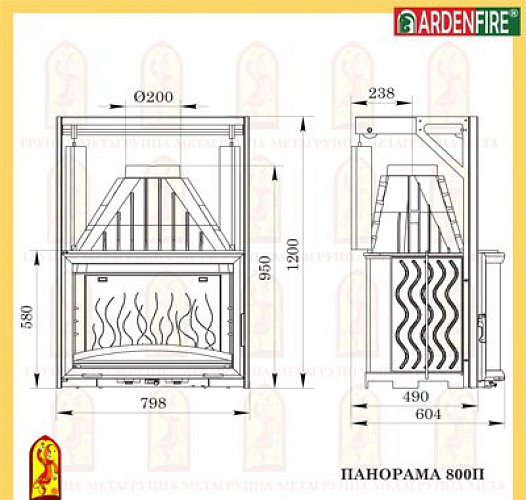 Каминная топка Мета панорама 800п_1 Каминная топка Мета панорама 800п_1